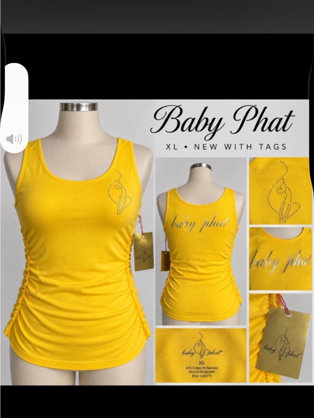 Baby Phat Bright Yellow Ruched Tank Top